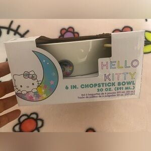 Sanrio Hello Kitty Chopstick Bowl - White and Blue